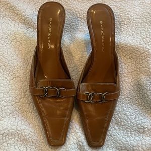 Brown slip on mini heel